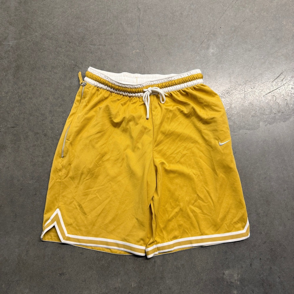 Nike Dri-FIT Basketball Shorts Mens Large Yellow Mesh Zipper Pocket CV1912-705